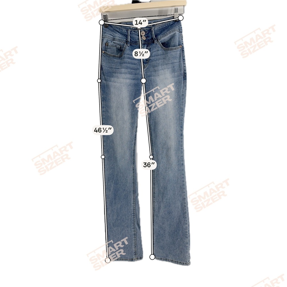 WallFlower Luscious Curvy Fit Bootcut Jeans Light Wash Blue Size 5 Long - Picture 2 of 7